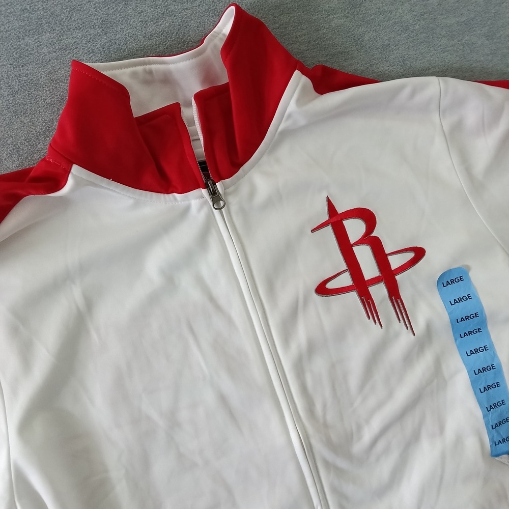 NBA Houston Rockets Track Jacket Mens Large White Red G-III Sports Full Zip NEW